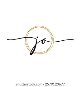 Gold J O Initial Script Letter Beauty Logo Template