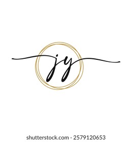 Gold J Y Initial Script Letter Beauty Logo Template