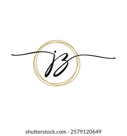 Gold J Z Initial Script Letter Beauty Logo Template