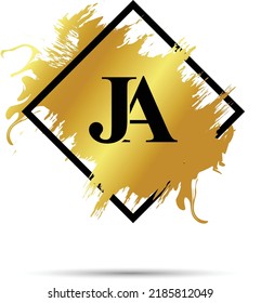 Diseño de arte vectorial con el logotipo de JA dorada
