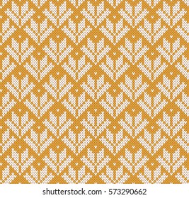 Gold Jacquard Fairisle Wool Seamless Knitting Pattern