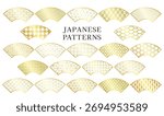 Gold Japanese pattern frame set – fan shape
