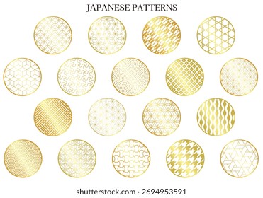 Gold Japanese pattern frame set – circle shape
