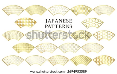 Gold Japanese pattern frame set – fan shape
