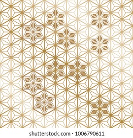 Gold Japanese pattern vector. Hexagon background with gradient texture.