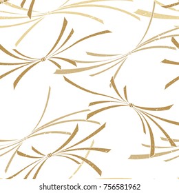 Gold Japanese ribbon pattern seamless vector. Decoration element background for greeting card, ceremony poster, cover page design, textile,