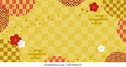 Gold Japanese style background_vector illustration horizontal (1:2)
