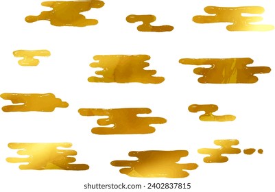 Gold Japanese-style clouds and mist illustration with brushstroke
