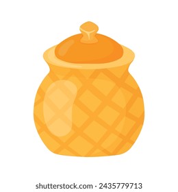 Jarrón de Oro Oriente Medio Elemento. Ilustración Vectorial De Tarro De Vidrio Estético Para Ramadán, Eid Al Fitr Galletas De Alimentos Aislados Sobre Fondo Blanco