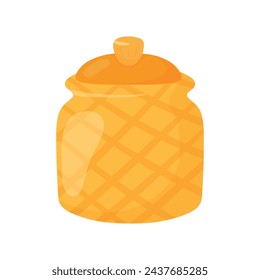 Jarrón de Oro Oriente Medio Elemento. Ilustración Vectorial De Tarro De Vidrio Estético Para Ramadán, Eid Al Fitr Galletas De Alimentos Aislados Sobre Fondo Blanco