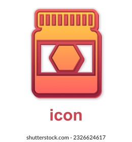 Gold Jar of honey icon isolated on white background. Food bank. Sweet natural food symbol.  Vector