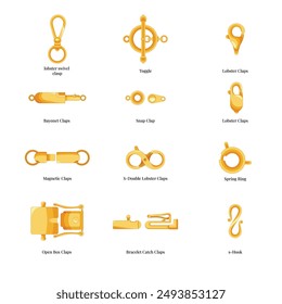 Gold Jewellery Claps Vector Illustration 