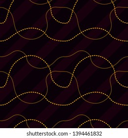 Gold jewelry accessories seamless vector print for scarf print and dress. Baroque print with chains, straps and brushes. Vintage textile collection.