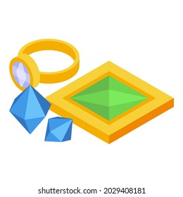 Gold jewelry icon isometric vector. Wedding ring. Golden metal