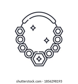 Gold jewelry icon, linear isolated illustration, thin line vector, web design sign, outline concept symbol with editable stroke on white background.