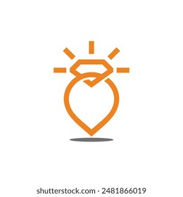 gold jewelry pin location shine logo vector 
