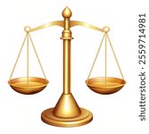 Gold justice scales. vector illustration and white background.