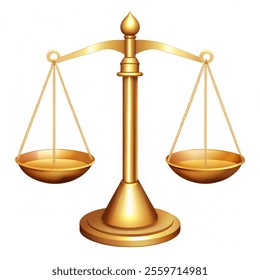 Gold justice scales. vector illustration and white background.