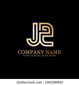 gold JZ initial Letter logo, logo monogram, J and Z clean and modern design