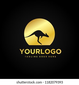 Gold Kangaroo Moon Premium Luxury Icon Logo