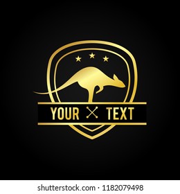 Gold Kangaroo Shield Badge Star Premium Luxury Icon Logo