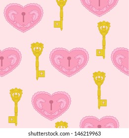 Gold key and heart