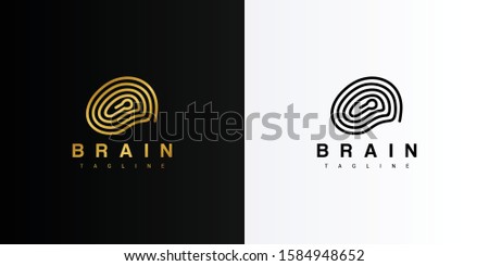 Gold key hole brain logo. Modern logo icon template vector design