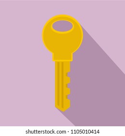 Gold key icon. Flat illustration of gold key vector icon for web design