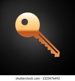 Gold Key icon isolated on black background. Vector Illustration