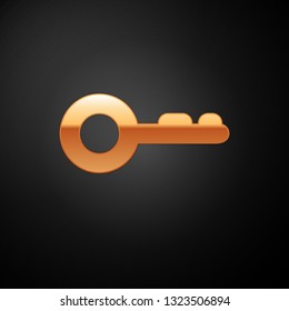 Gold Key icon isolated on black background. Vector Illustration