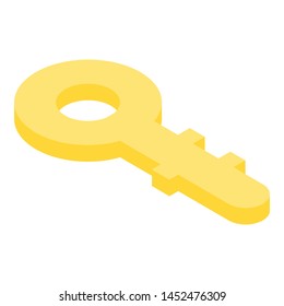 Gold key icon. Isometric of gold key vector icon for web design isolated on white background