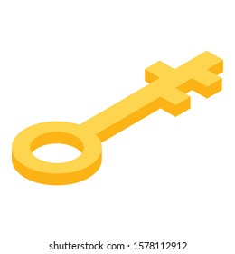 Gold key icon. Isometric of gold key vector icon for web design isolated on white background