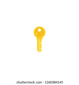 gold key icon. Vector illustration isolated on white. Home, house, flat, estate symbol. 