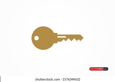 Gold Key Icon Vector isolated on white background. Flat Vector Icon Design Template Element