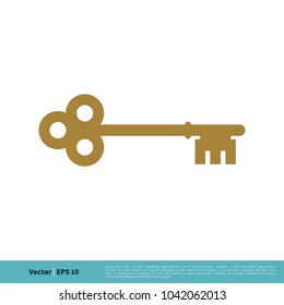 Gold Key Icon Vector Logo Template Illustration Design. Vector EPS 10.