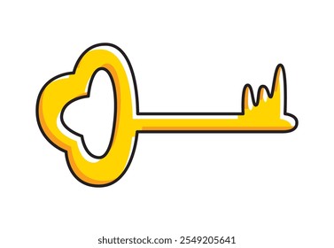 Gold key isolated cartoon vector illustration