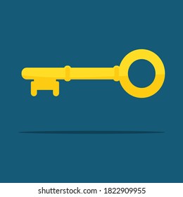 gold Key. protection and security. lock symbol. vector illustration
