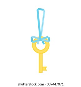 gold key with ribbon vector