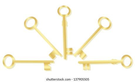 Gold key set vector background concept
