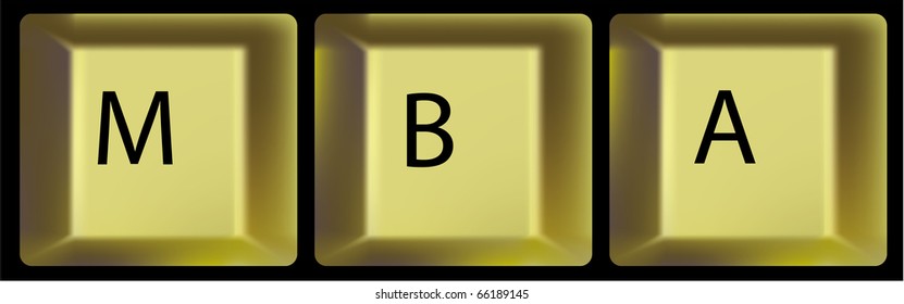 Gold keys with letters. A keyboard part. A vector