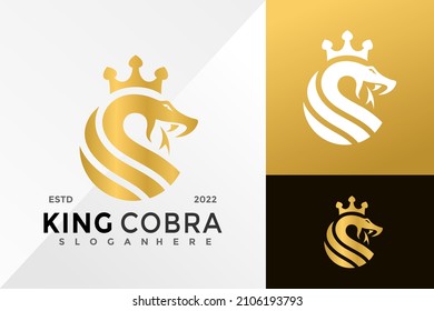 Gold King Cobra Logo Design Vector illustration template