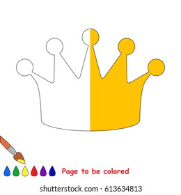 Gold King Crown, the coloring book to educate preschool kids with easy gaming level, the kid educational game to color the colorless half by sample.