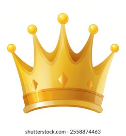 Gold king crown vector isolated illustration with white background.