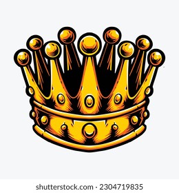 gold king crown vector logo