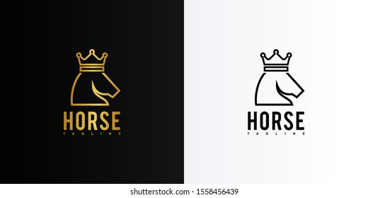 Gold king horse animal logo. Modern logo icon template vector design