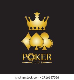 Gold King Poker logo design vector on black background