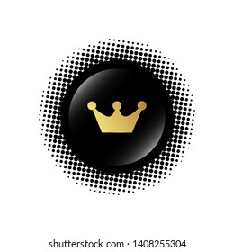 Gold King's crown on glossy button