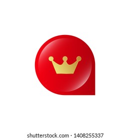 Gold King's crown on glossy button