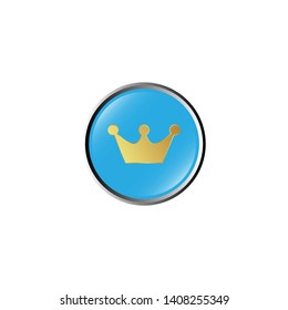 Gold King's crown on glossy button