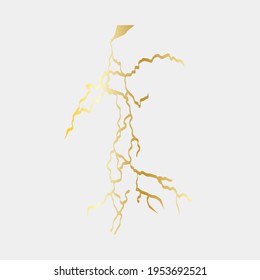 Gold kintsugi cover design vector. Luxury golden marble texture. Crack and broken ground pattern. square, lightning, blue and white. Business card, social media background
